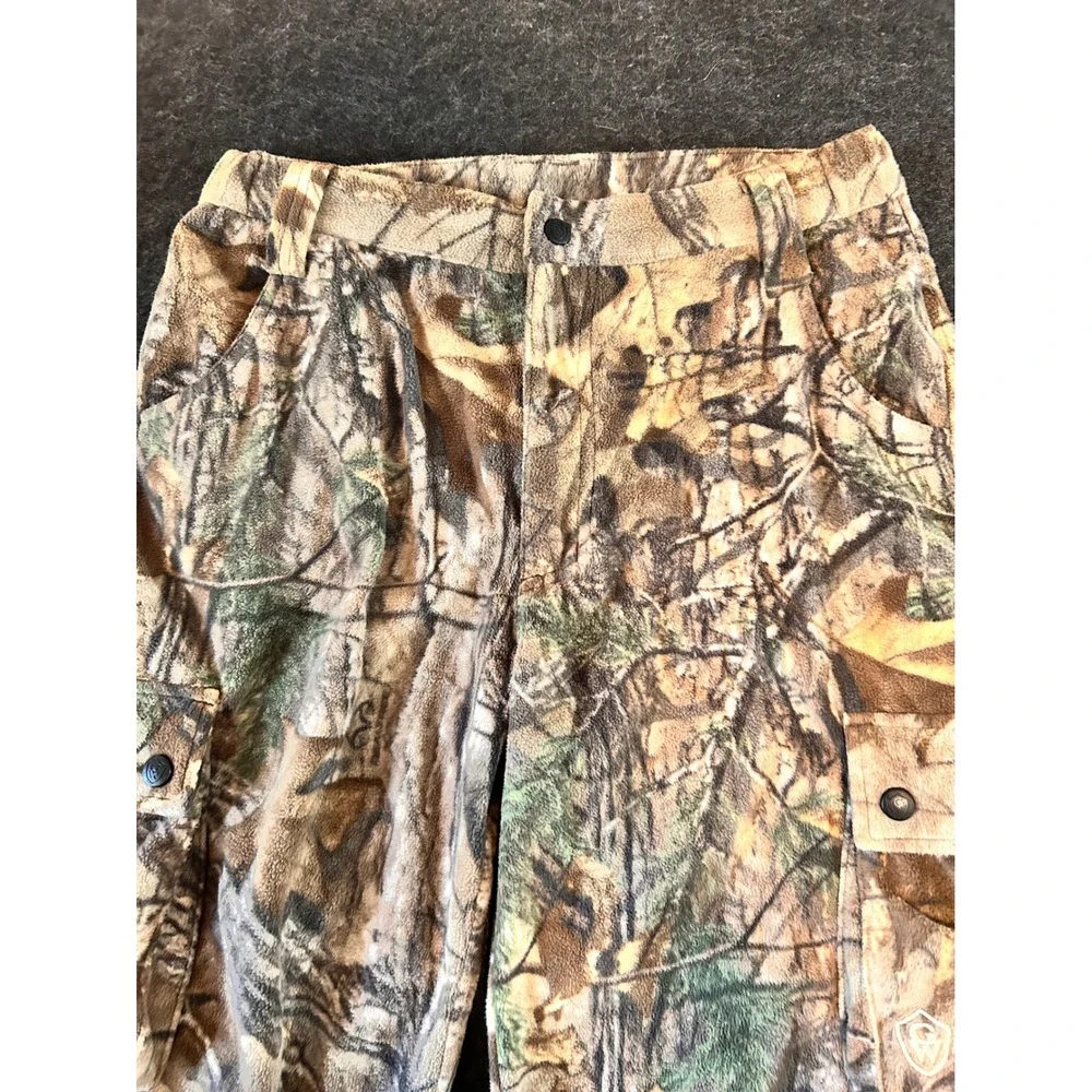 Game Winner Youth XL Fleece Cargo‎ Hunting Pants Camo Forest Realistic Print